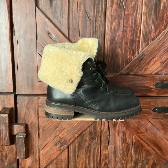 Coach Black Leather Shearling Booties Women’s - Picture 2 of 10